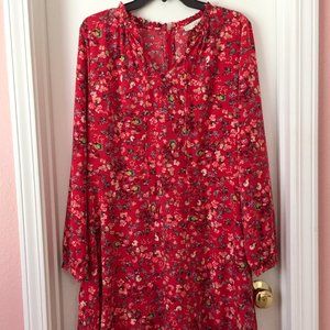 Loft Petite 16P RED FLORAL DRESS